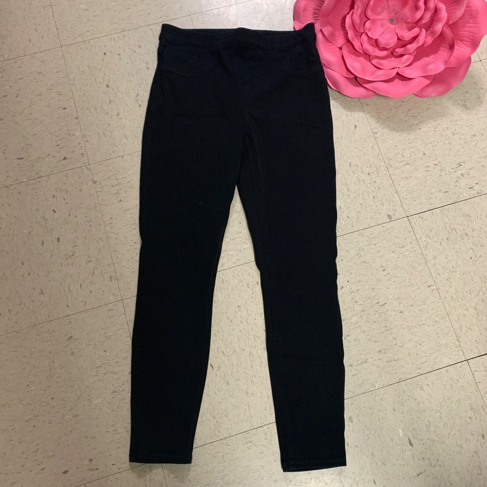 SPANX Womens Sz Medium Jean-Ish Ankle Leggings‎ Black Stretch Slimming Cropped